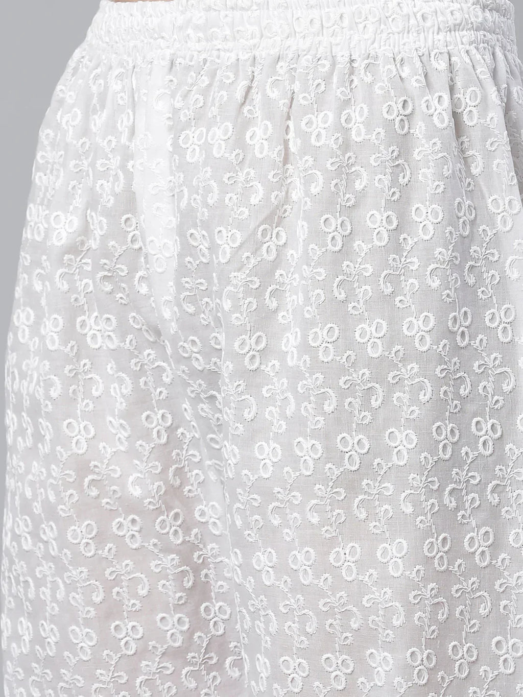 Jompers Women's Grey & White Chikankari Embroidered Kurta with Palazzos