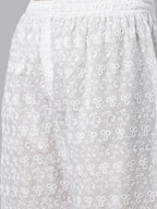 Jompers Women's Grey & White Chikankari Embroidered Kurta with Palazzos