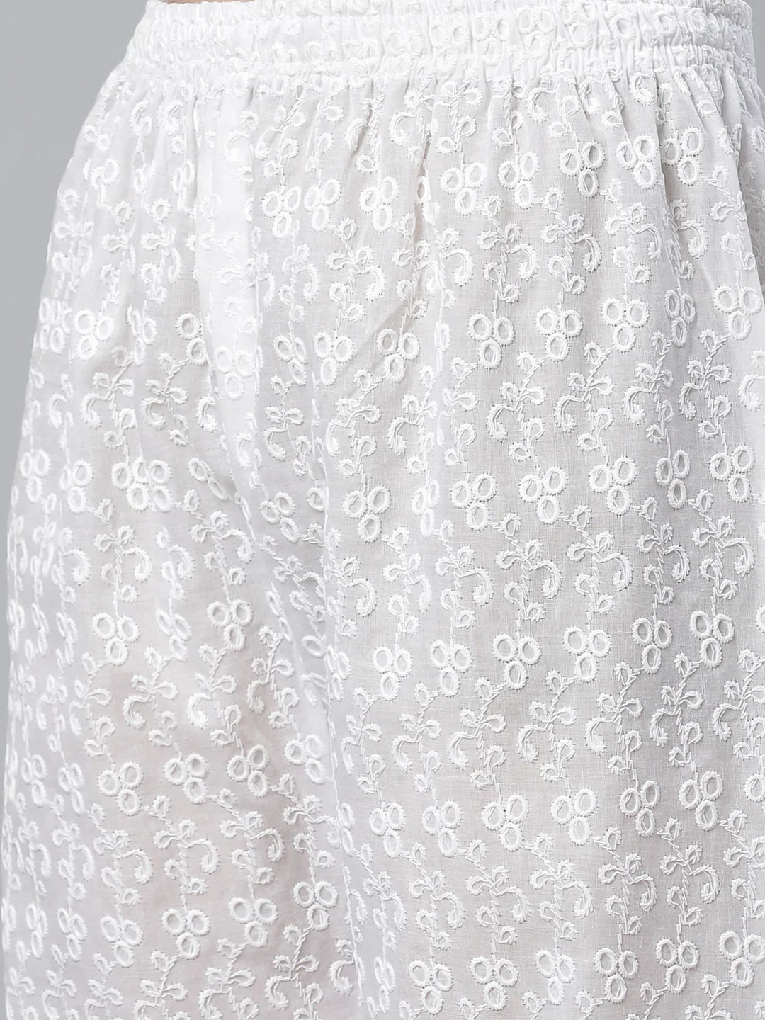 Jompers Women's Grey & White Chikankari Embroidered Kurta with Palazzos