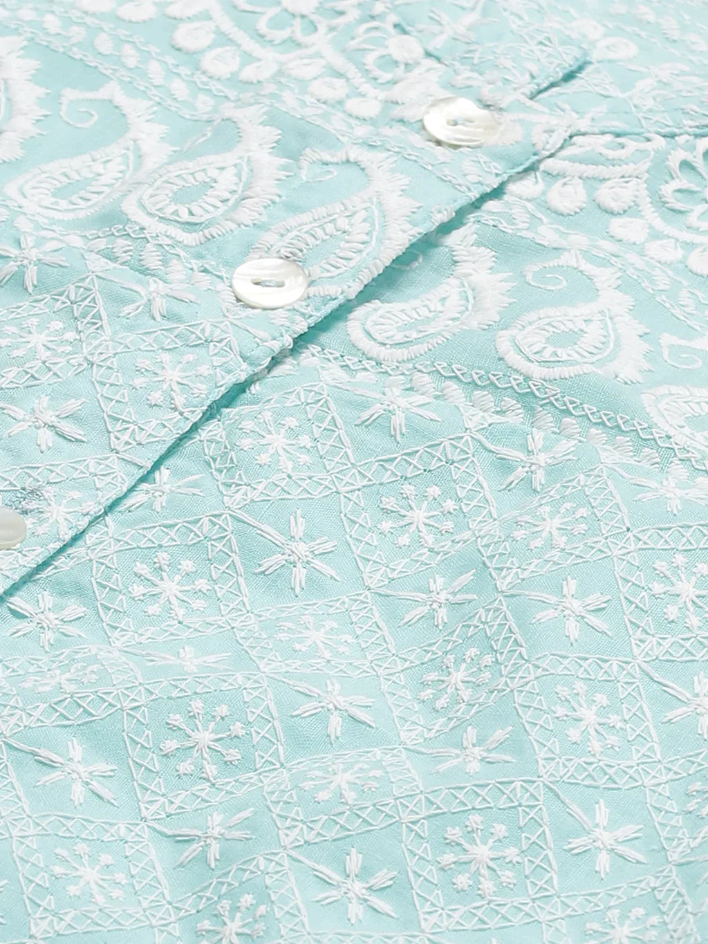 Jompers Women's Sky Blue & White Chikankari Embroidered Kurta with Palazzos