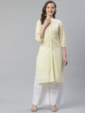 Jompers Women's Yellow & White Chikankari Embroidered Kurta with Palazzos