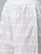 Jompers Women's Yellow & White Chikankari Embroidered Kurta with Palazzos
