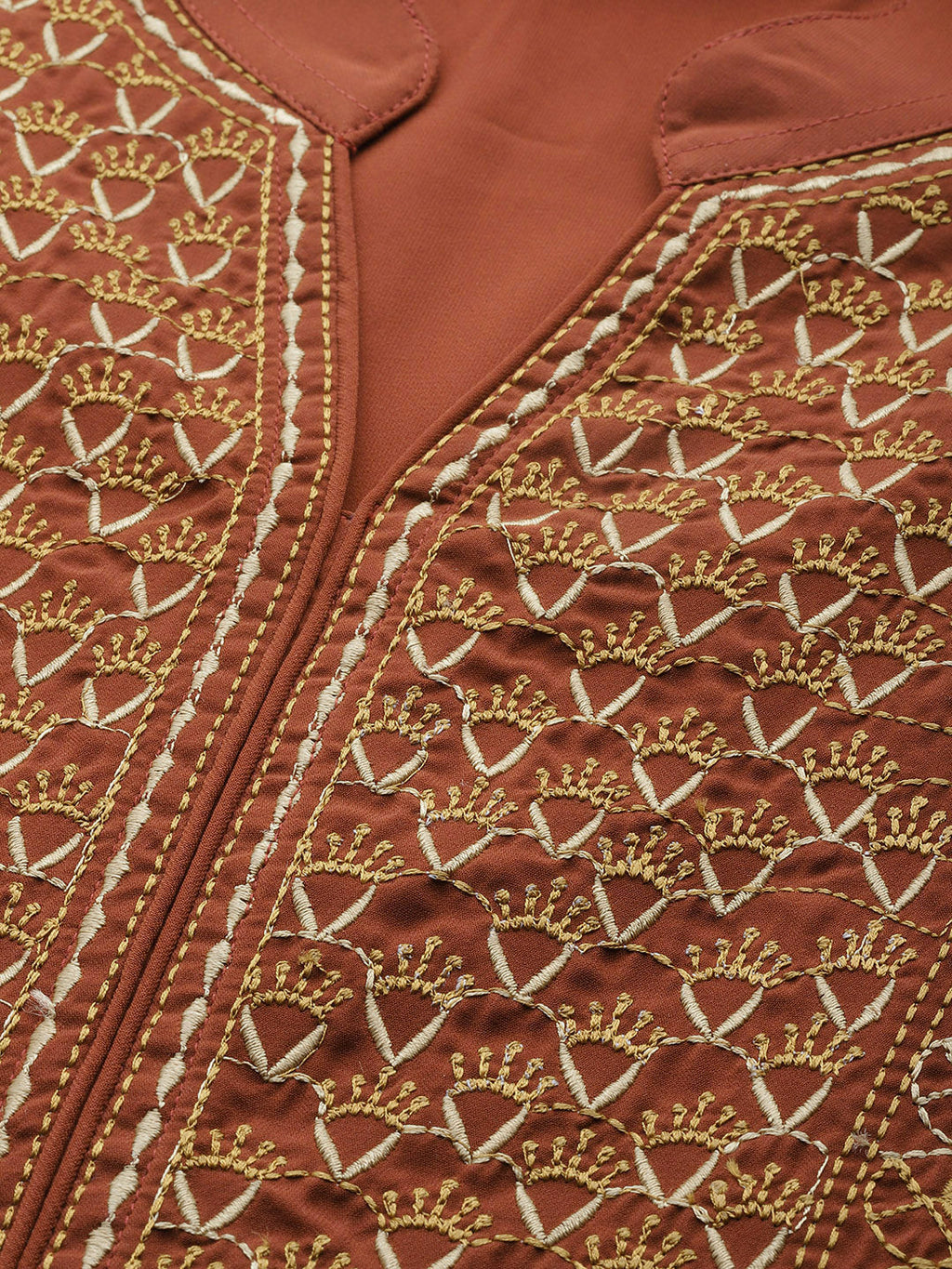 Jompers Women Brown Embroidered Yoke Design A-Line Kurta - Distacart