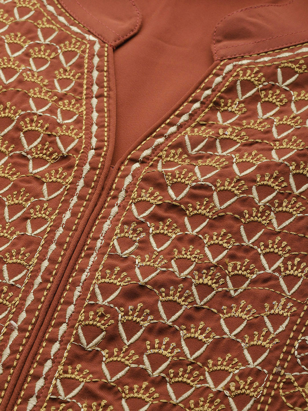 Jompers Women Brown Embroidered Yoke Design A-Line Kurta - Distacart