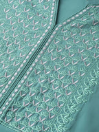 Jompers Women Green Embroidered Yoke Design A-Line Kurta - Distacart