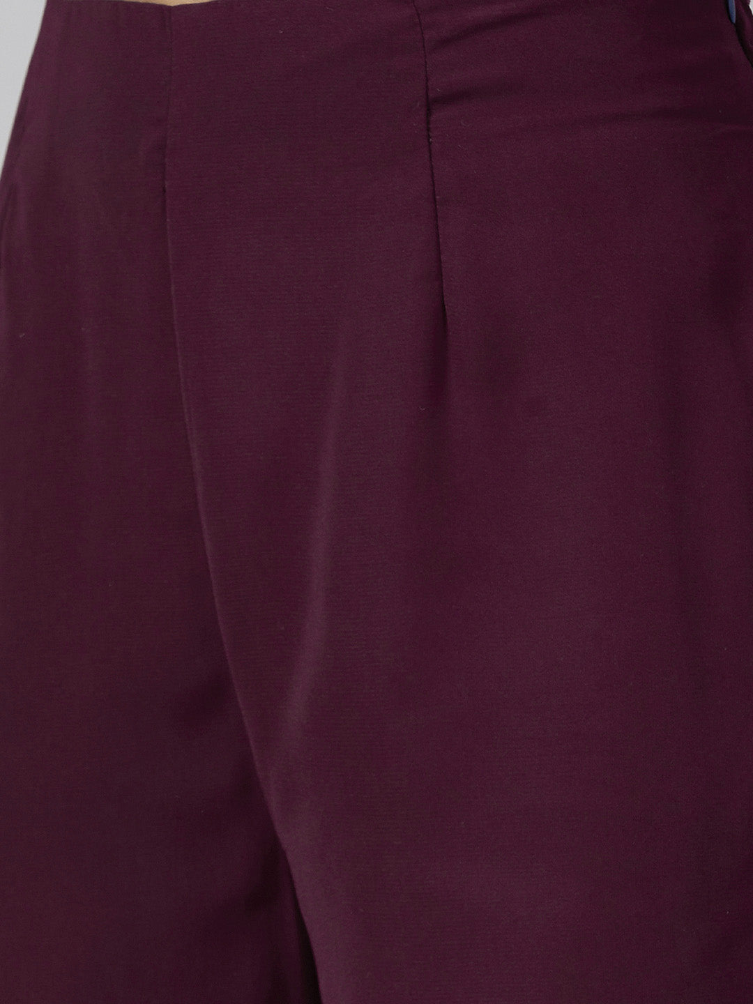 Jompers Women Purple Embroidered Yoke Design A-Line Kurta - Distacart
