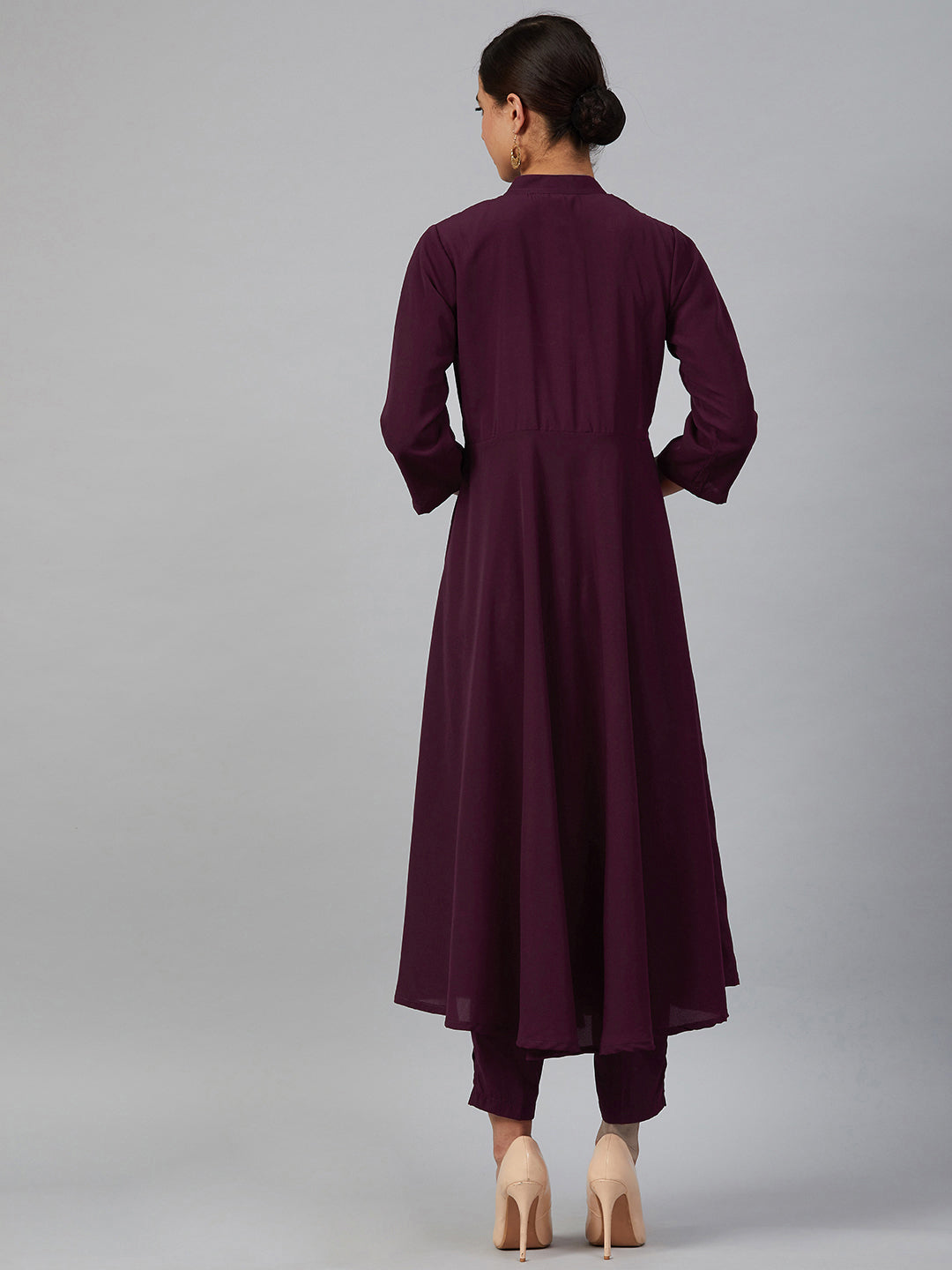 Jompers Women Purple Embroidered Yoke Design A-Line Kurta - Distacart