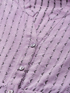 Jompers Women Purple & Black Woven Design Jacquard A-Line Kurta - Distacart