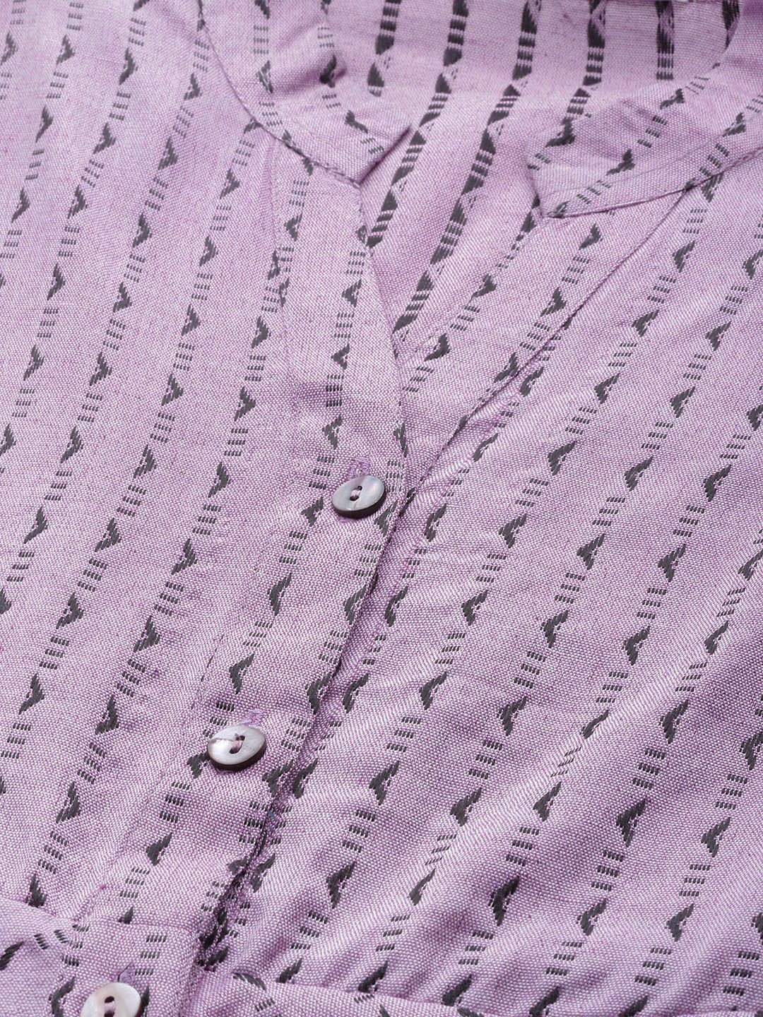 Jompers Women Purple & Black Woven Design Jacquard A-Line Kurta - Distacart