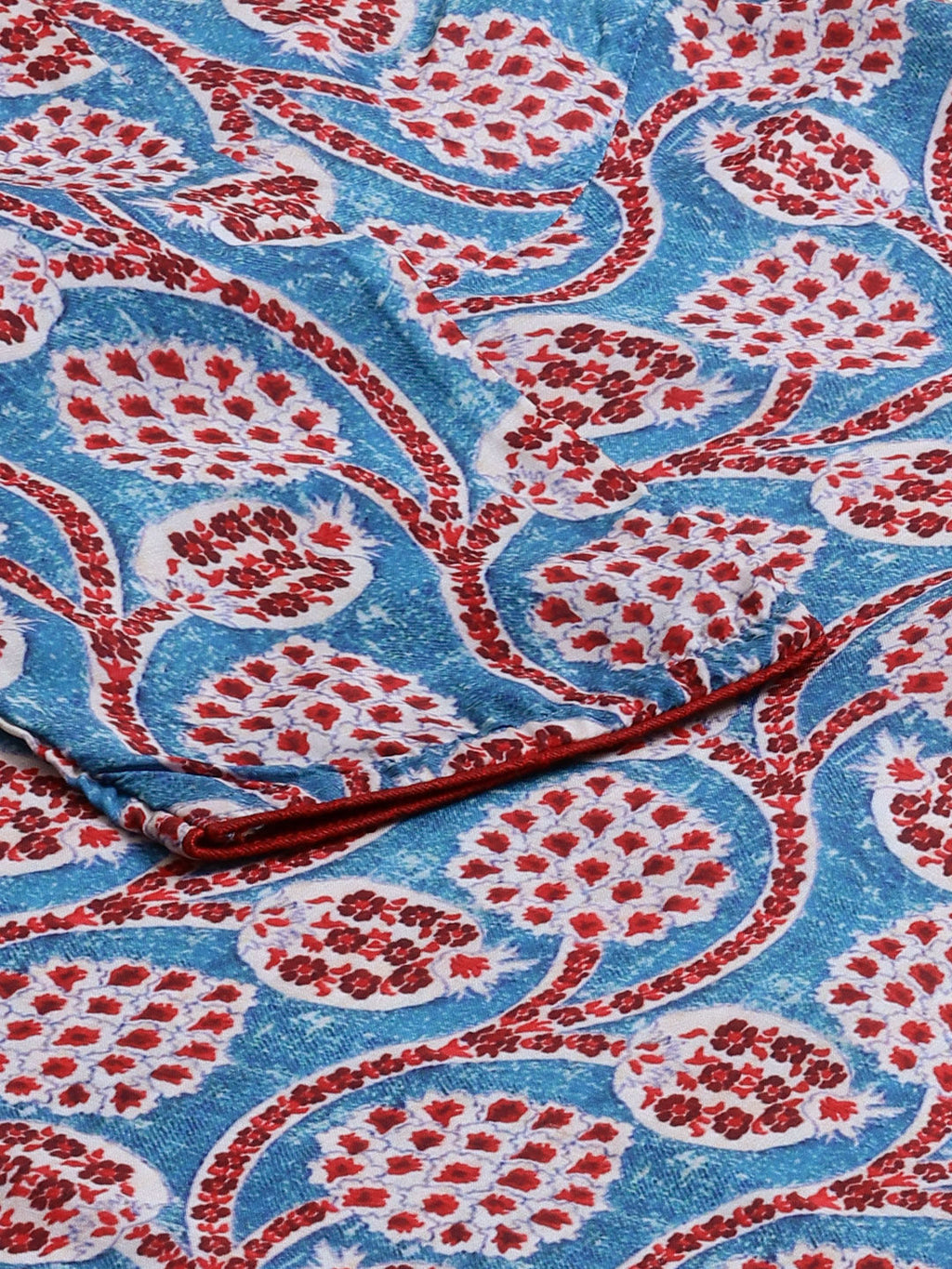 Jompers Women Blue & Red Ethnic Motifs Printed Keyhole Neck Kurta - Distacart