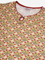 Jompers Women Yellow & Maroon Floral Printed Keyhole Neck Kurta - Distacart