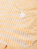 Jompers Women Yellow Pure Cotton Striped Pleated Kurta - Distacart
