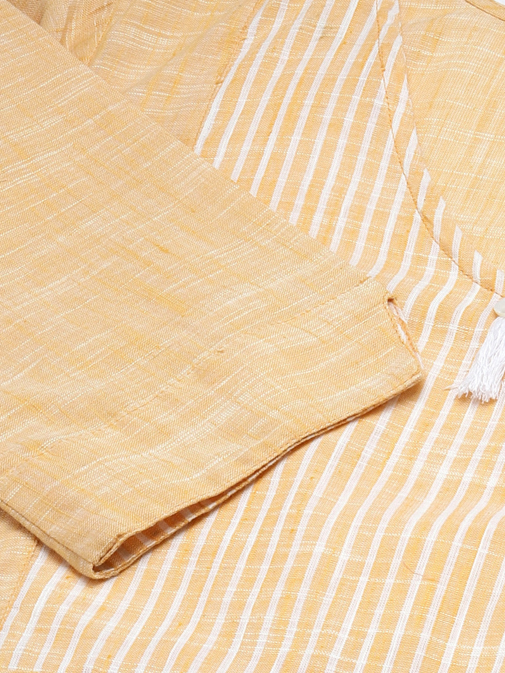 Jompers Women Yellow Pure Cotton Striped Pleated Kurta - Distacart