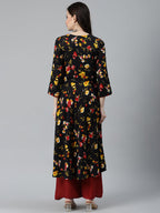 Jompers Women Black & Red Floral Printed Floral Anarkali Kurta - Distacart