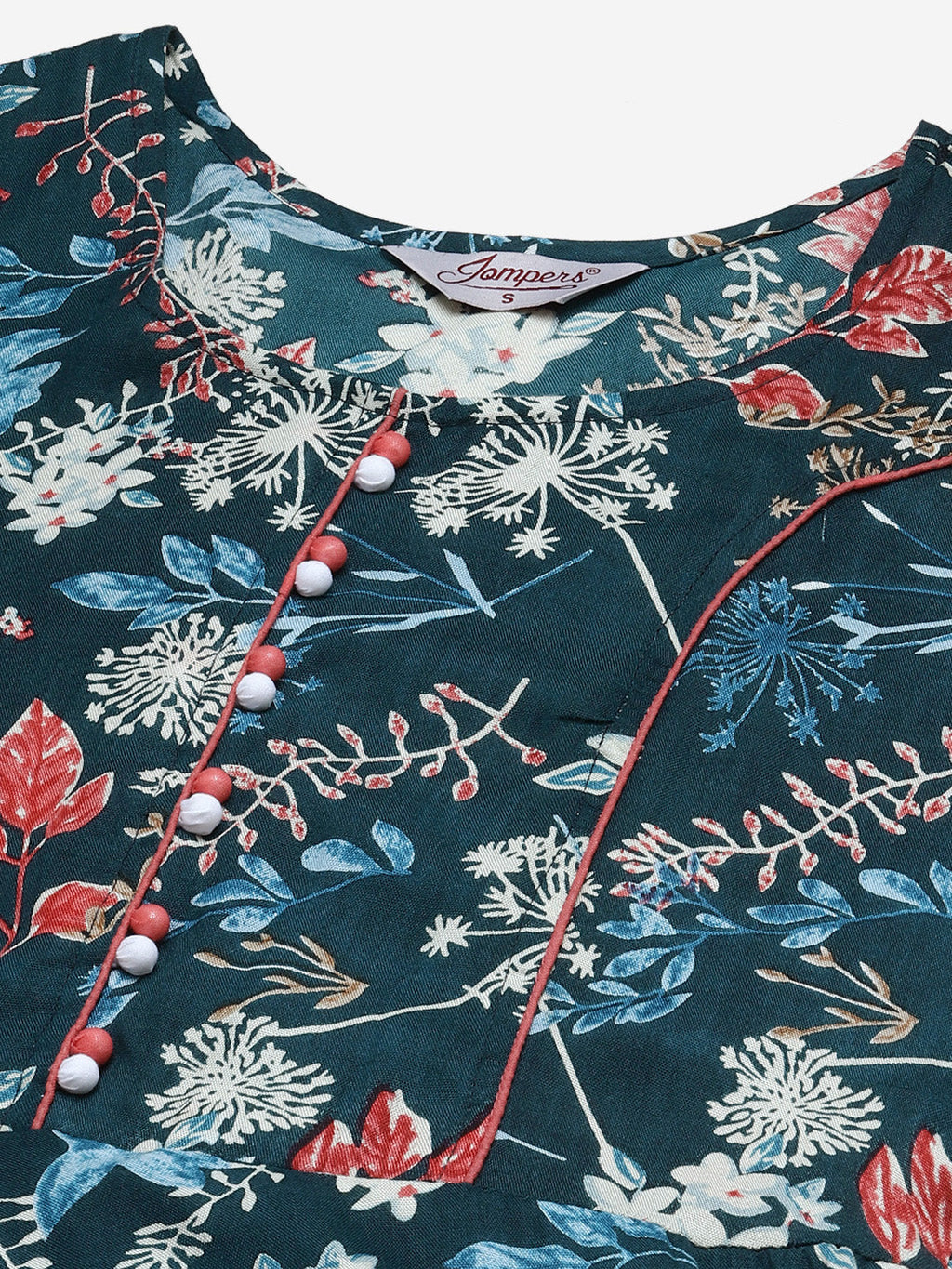 Jompers Women Blue & Pink Floral Printed Floral Anarkali Kurta - Distacart