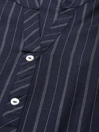 Jompers Women Navy Blue & White Striped Indigo Fusion Kurta - Distacart