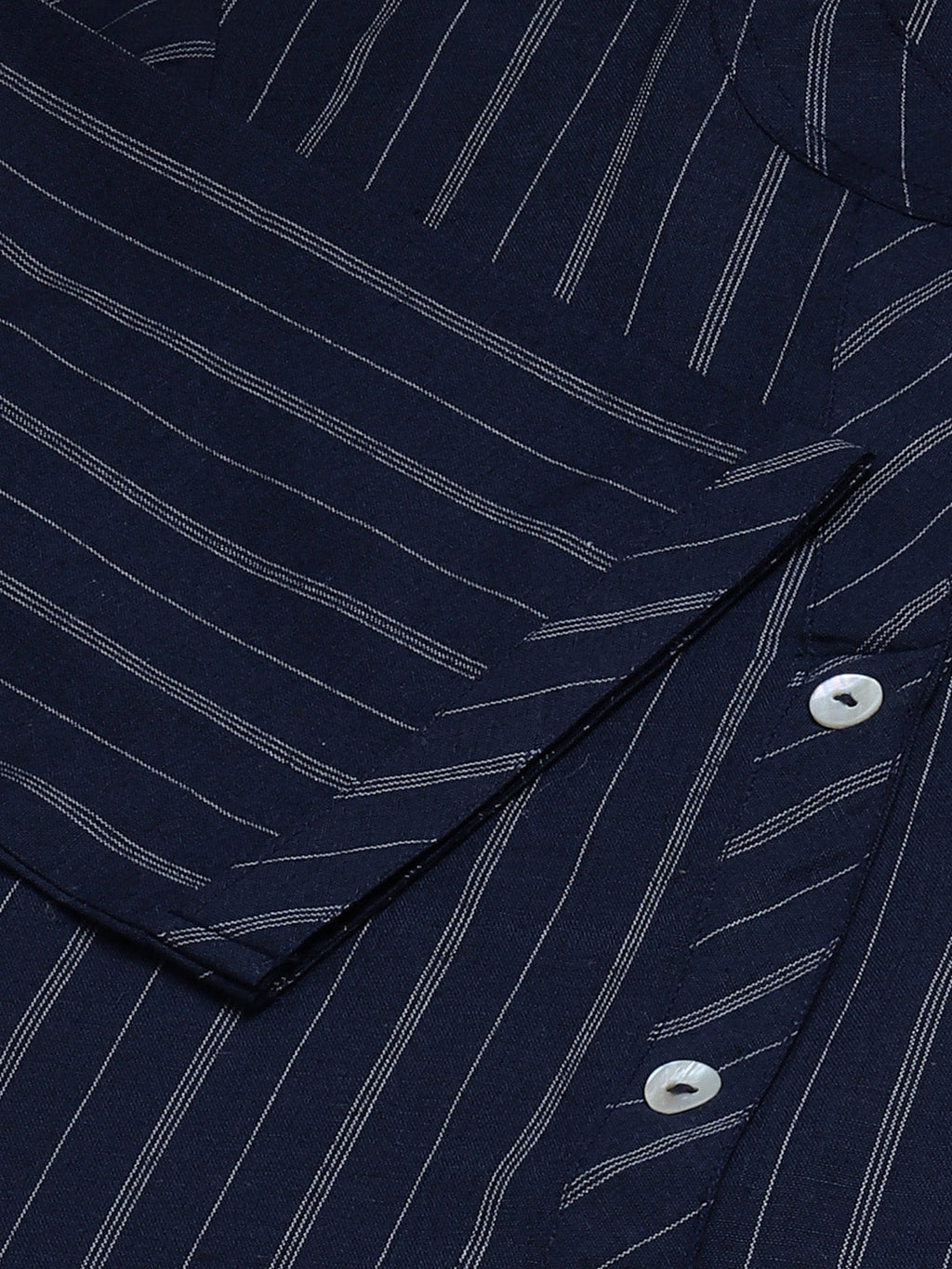 Jompers Women Navy Blue & White Striped Indigo Fusion Kurta - Distacart