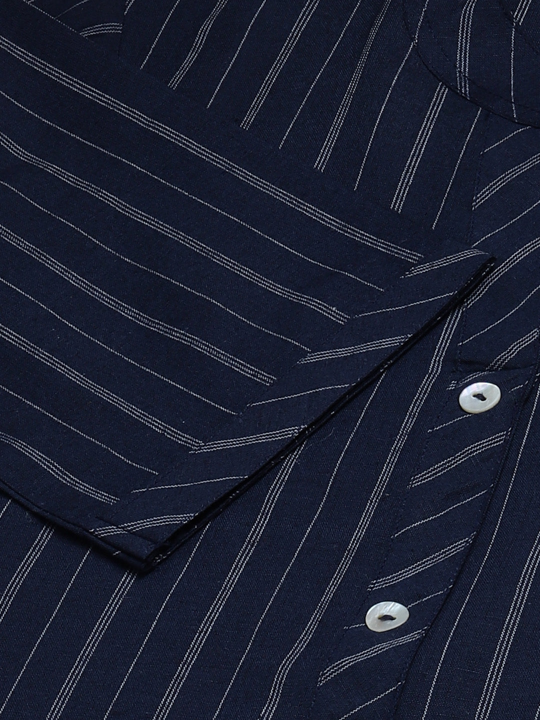 Jompers Women Navy Blue & White Striped Indigo Fusion Kurta - Distacart