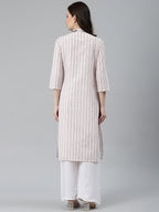 Jompers Women White & Orange Striped Indigo Fusion Kurta - Distacart