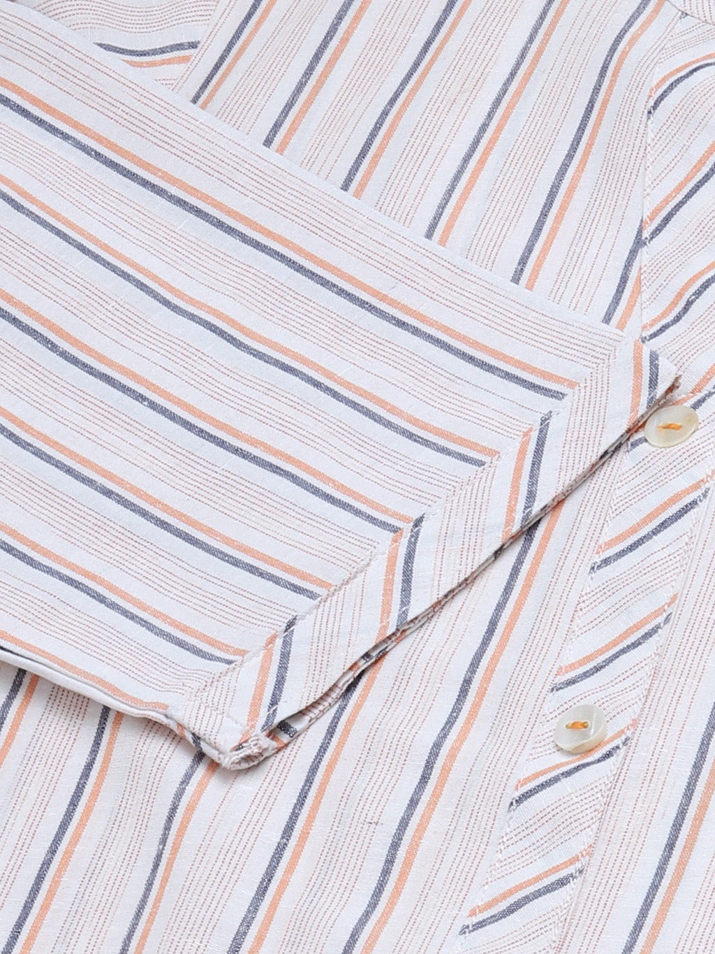Jompers Women White & Orange Striped Indigo Fusion Kurta - Distacart