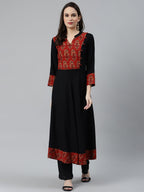 Jompers Women Black & Brown Printed Yoke Design Anarkali Kurta - Distacart
