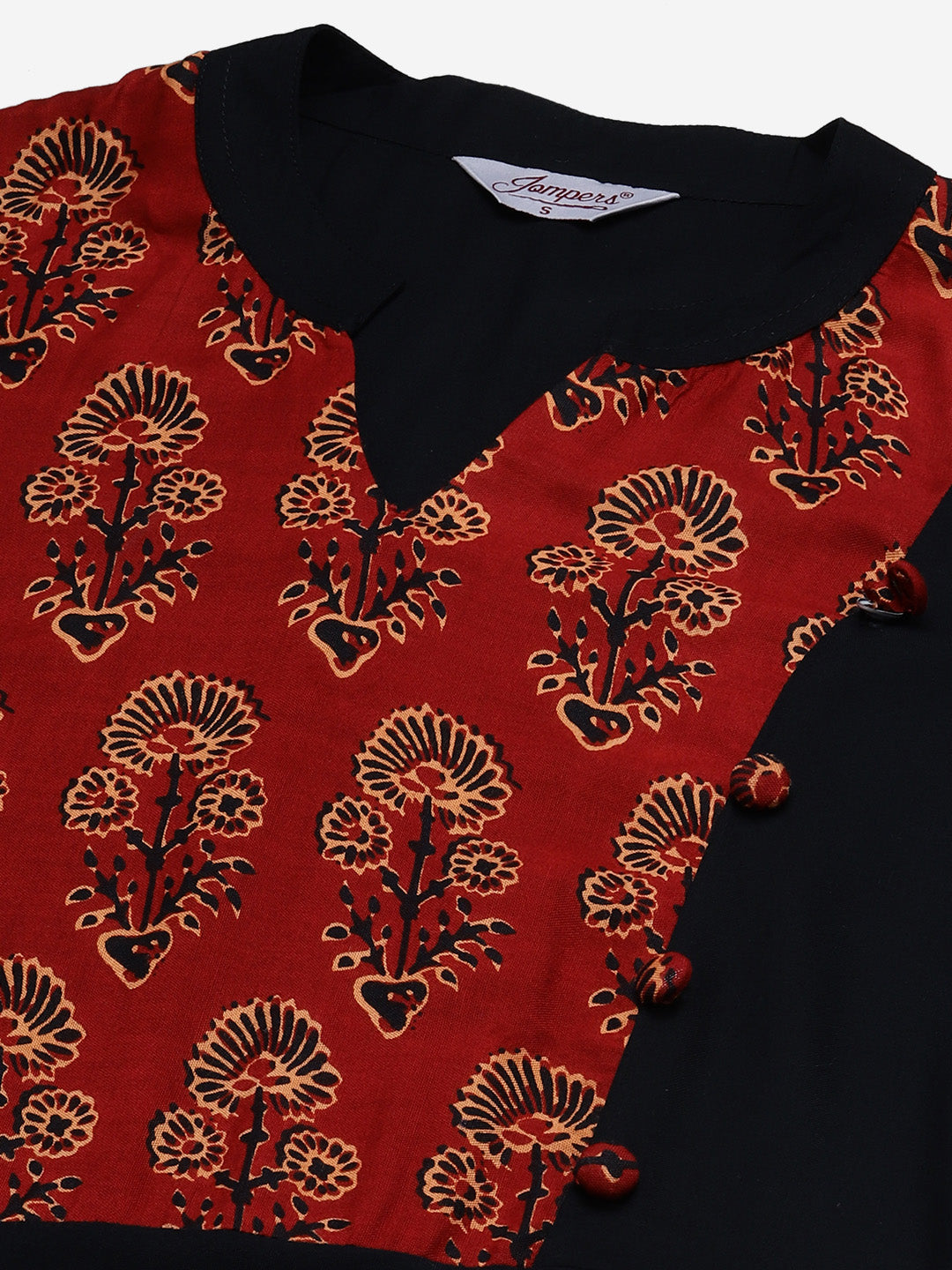 Jompers Women Black & Brown Printed Yoke Design Anarkali Kurta - Distacart
