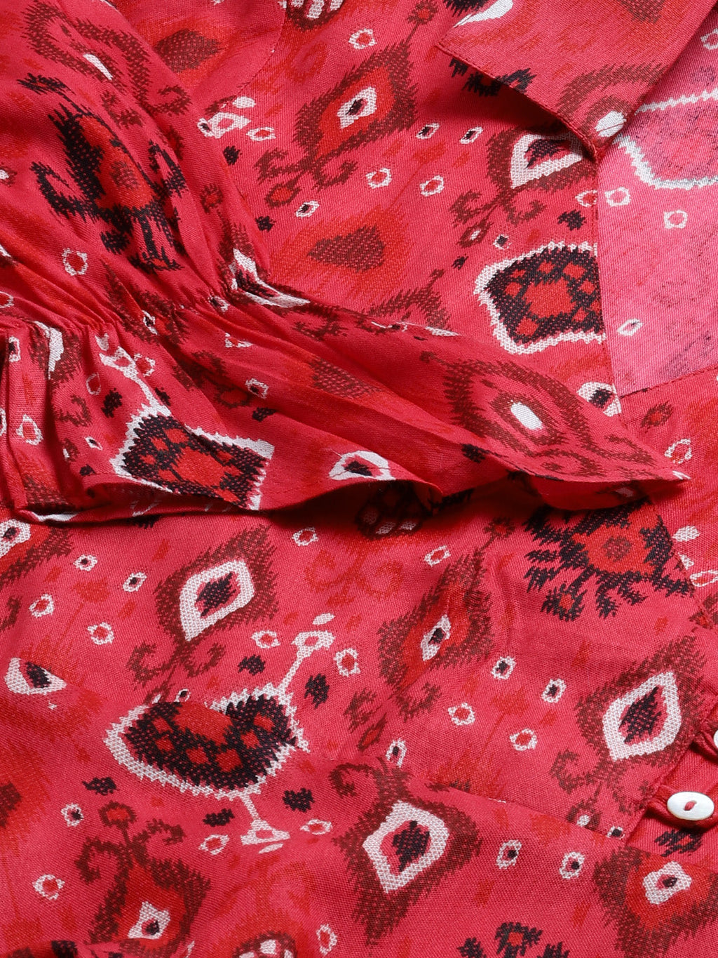 Jompers Women Coral Red & Black Ethnic Motifs Printed Angrakha Anarkali Kurta - Distacart