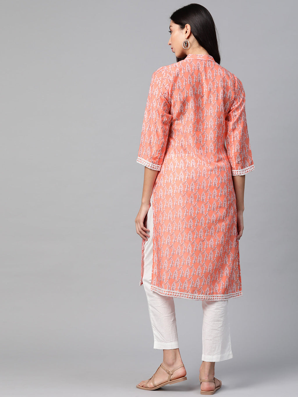Jompers Women Orange & Off White Ethnic Motifs Printed Kurta - Distacart