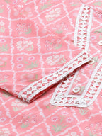 Jompers Women Pink & Off White Floral Printed Kurta - Distacart