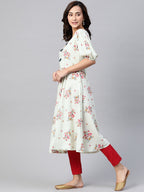 Jompers Women Green & Red Floral Printed A-Line Kurta - Distacart