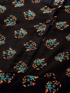 Jompers Women Black & Mustard Yellow Floral Printed A-Line Kurta - Distacart