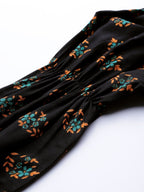 Jompers Women Black & Mustard Yellow Floral Printed A-Line Kurta - Distacart