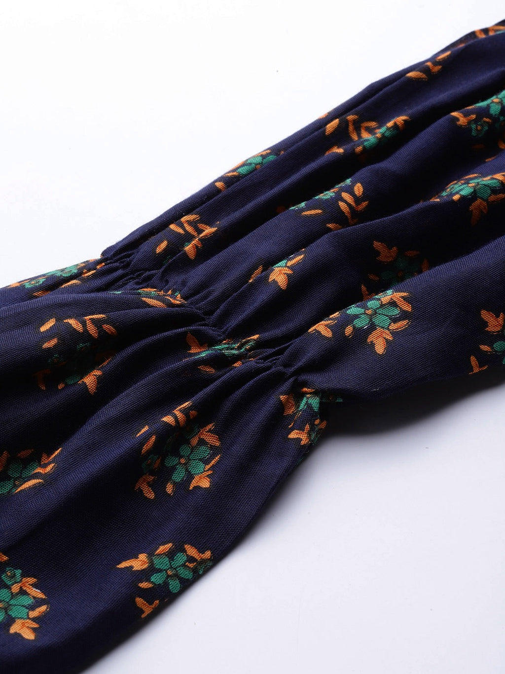 Jompers Women Navy & Mustard Yellow Floral Printed A-Line Kurta - Distacart