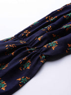 Jompers Women Navy & Mustard Yellow Floral Printed A-Line Kurta - Distacart