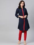 Jompers Women Navy Blue & Red Solid A-line Kurta - Distacart