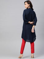 Jompers Women Navy Blue & Red Solid A-line Kurta - Distacart
