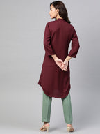 Jompers Women Purple & Green Solid A-line Kurta - Distacart