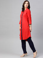 Jompers Women Red & Navy Blue Solid A-line Kurta - Distacart