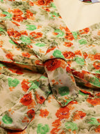 Jompers Women Beige, Orange & Green Floral Printed Georgette Kurta - Distacart