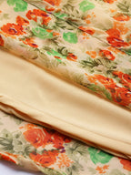 Jompers Women Beige, Orange & Green Floral Printed Georgette Kurta - Distacart