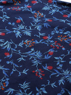 Jompers Women Navy Blue & Red Floral Printed Floral Straight Kurta - Distacart