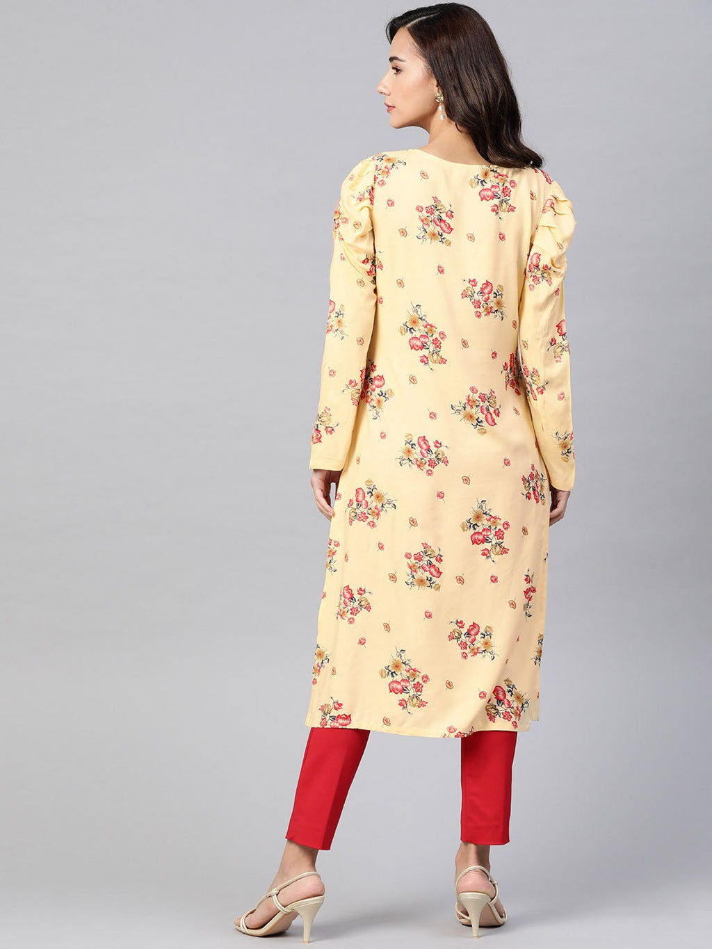 Jompers Women Yellow & Red Floral Printed Kurta - Distacart