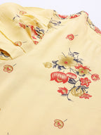 Jompers Women Yellow & Red Floral Printed Kurta - Distacart