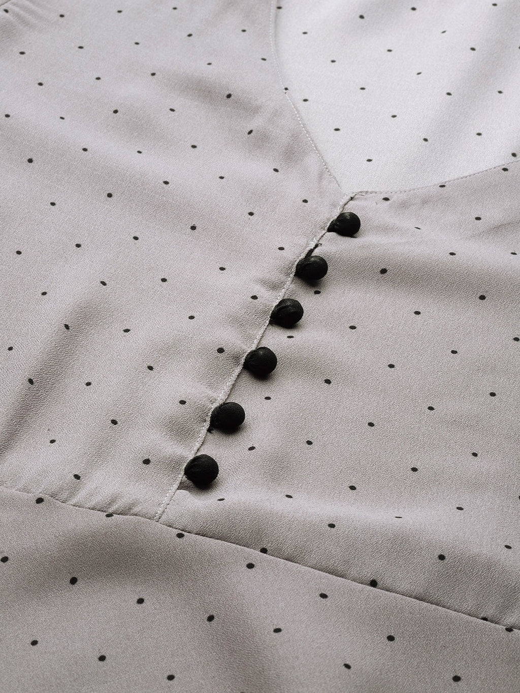 Jompers Women Grey & Black Polka Dots Printed Flaired Kurta - Distacart