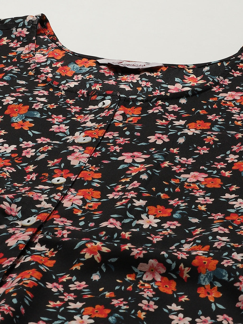 Jompers Women Black & Orange Floral Printed Floral Kurta (Black)