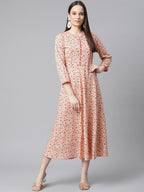 Jompers Women Orange & Blue Floral Printed Floral Kurta - Distacart