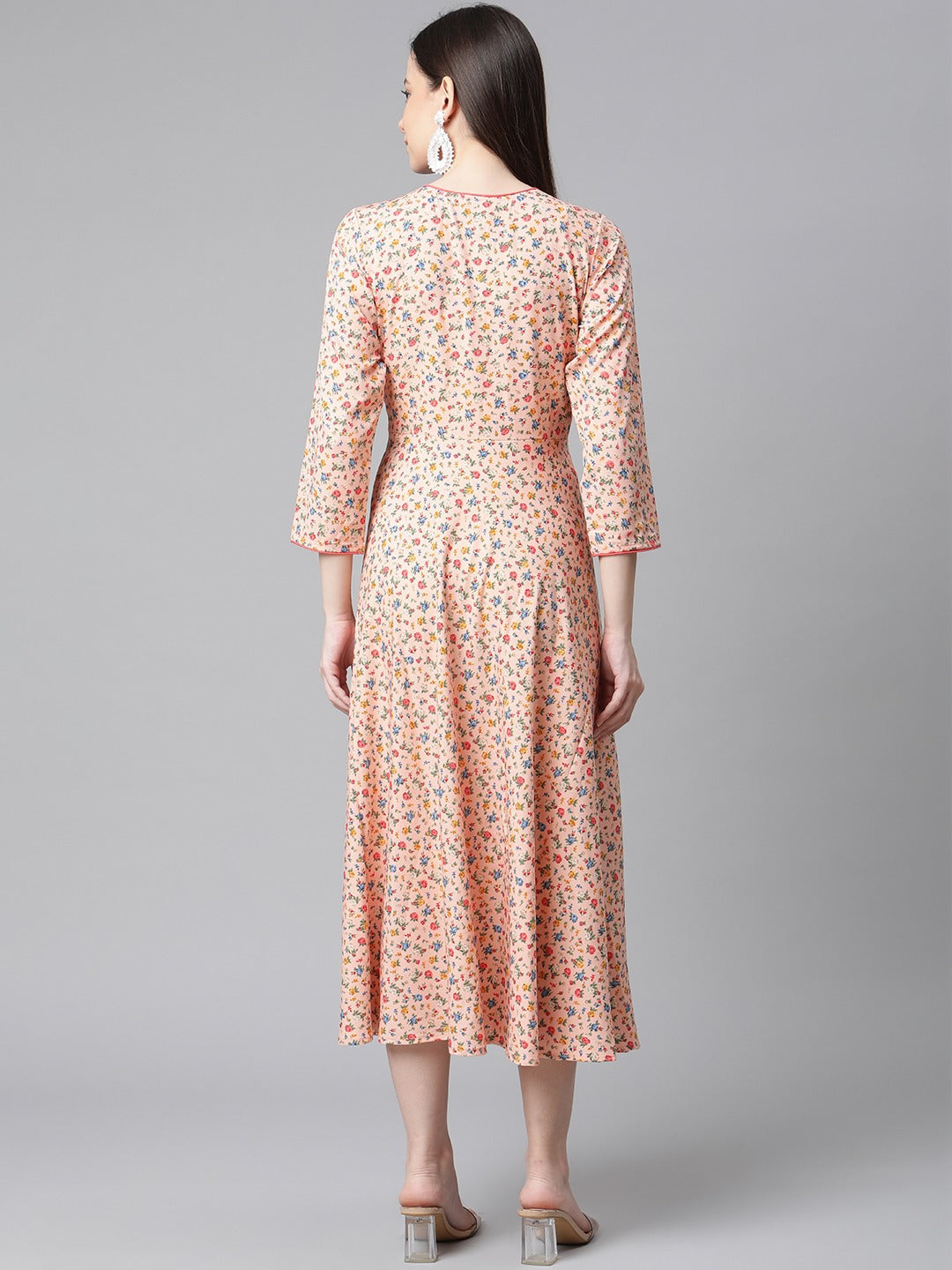 Jompers Women Orange & Blue Floral Printed Floral Kurta - Distacart