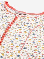 Jompers Women White & orange Floral Printed Floral Kurta