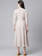 Jompers Women White & orange Floral Printed Floral Kurta