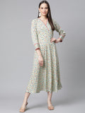 Jompers Women Green Floral printed A-Line kurta